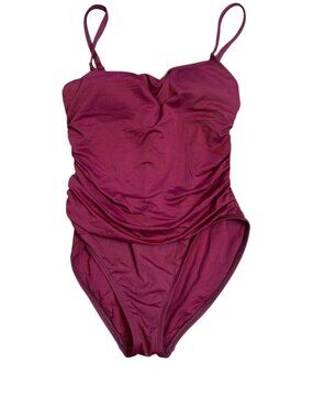 La Blanca Dark Red Island Goddess Bathing Swimsuit Ruched Sides Size 6